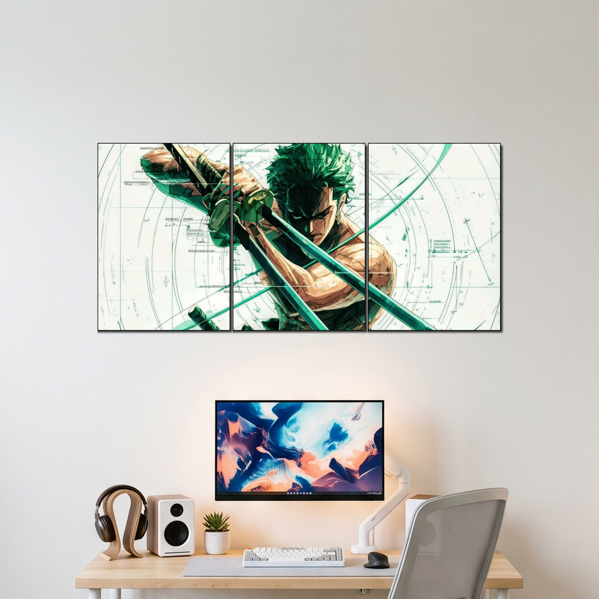 ZORO 3 split poster wall display
