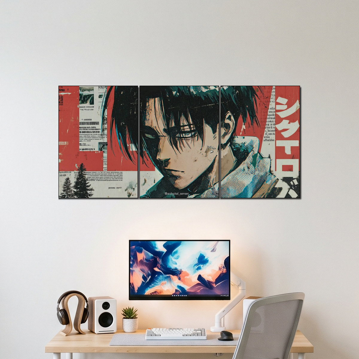 LEVI ACKERMAN 3 split poster wall display