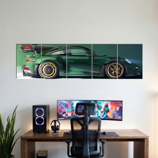 PORSCHE five-panel split poster wall display