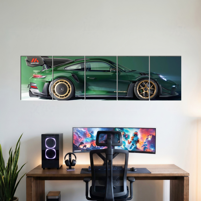 PORSCHE five-panel split poster wall display