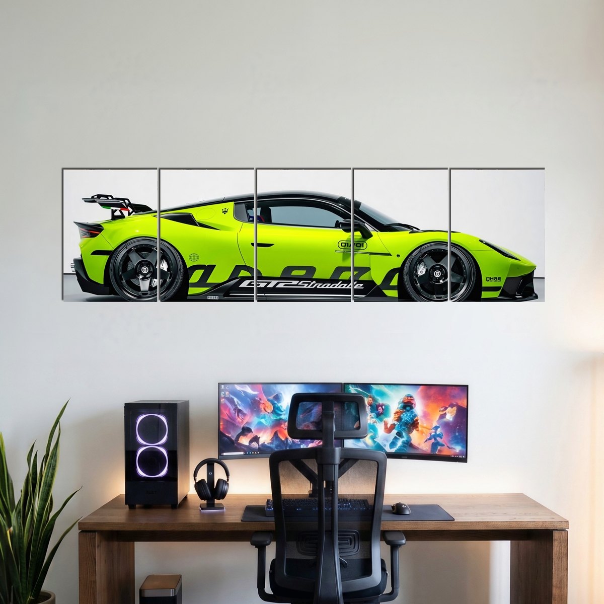 MASERATI five-panel split poster wall display