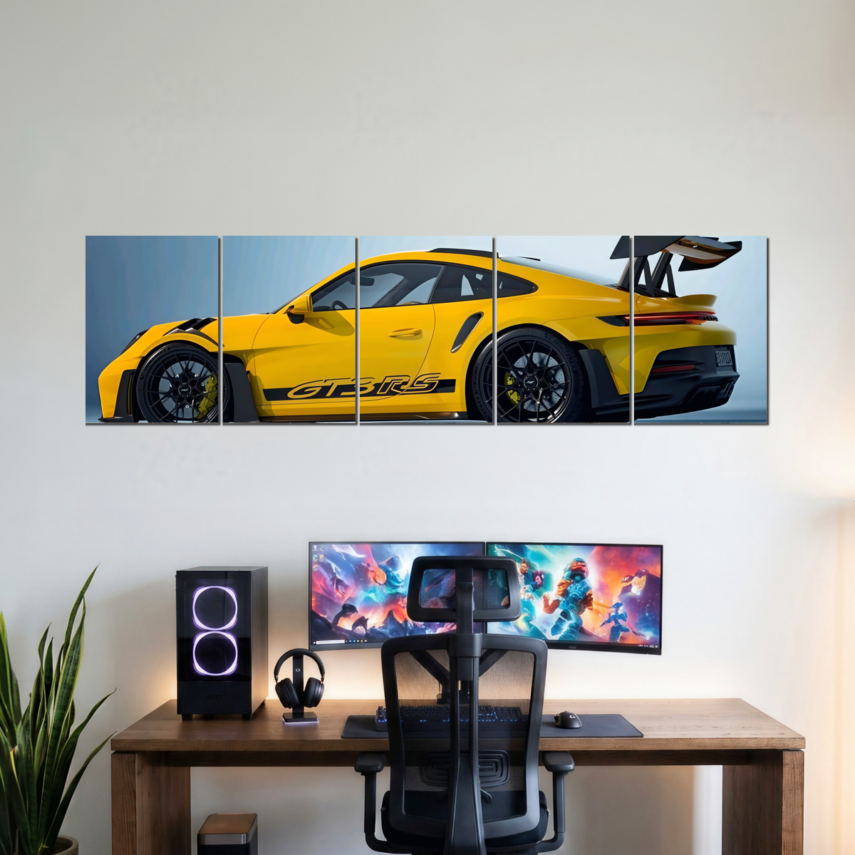 PORSCHE five-panel split poster wall display