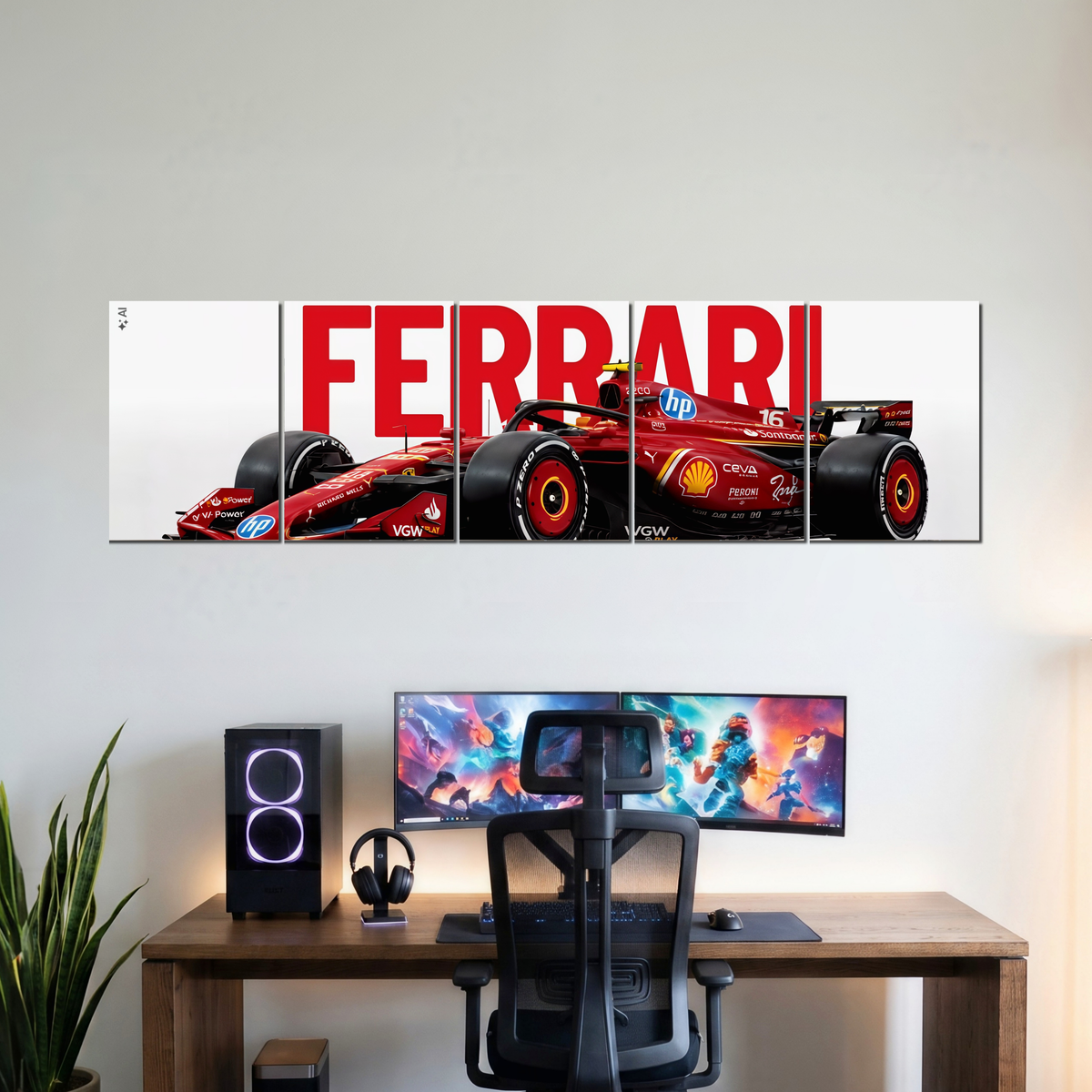 FERRARI five-panel split poster wall display