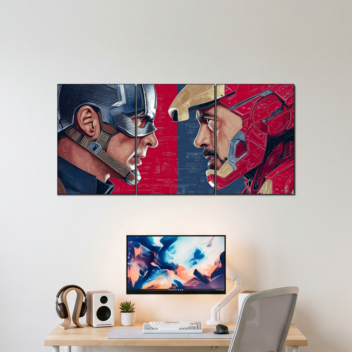 CAPTAIN AMERICA AND IRON MAN 3 split poster wall display