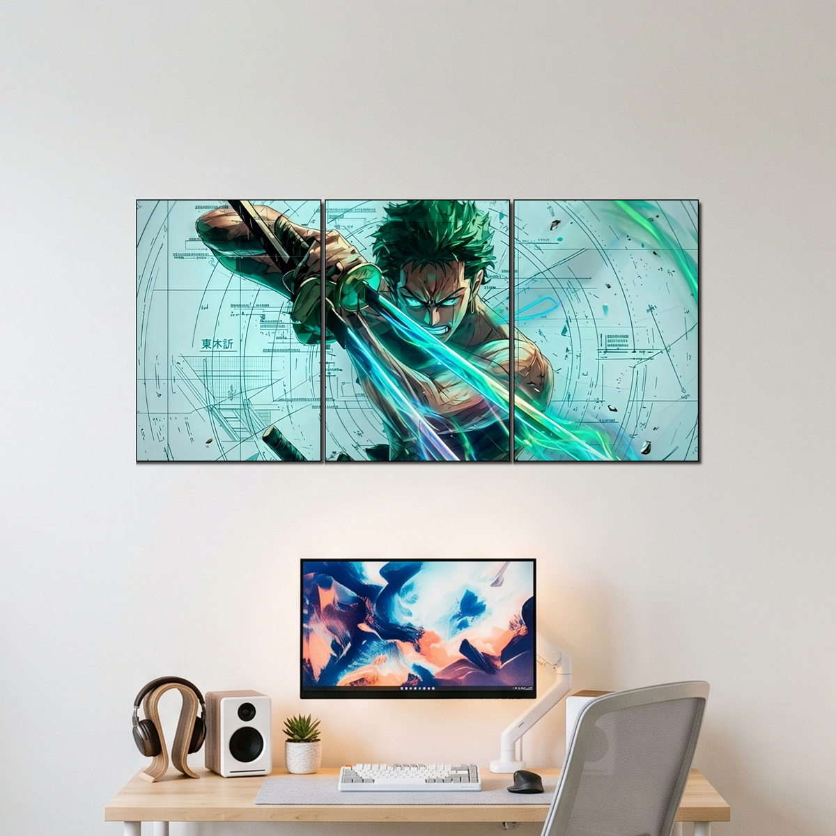 ZORO 3 split poster wall display