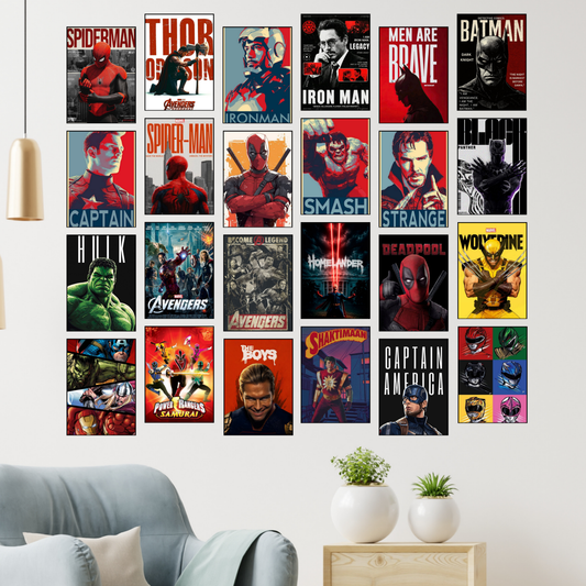 SUPERHERO 24 POSTER A6 COMBO - ₹99